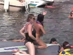 KiloPanties presents: Lesbians have sex to entertain boat party guys