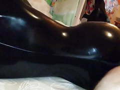 KiloPanties presents: Sex with my wife in black latex catsuit