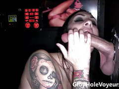 KiloPanties presents: Sexy brunette sucks big cock in gloryhole