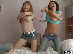 KiloPanties presents: Lesbian teen couple seduce a guy