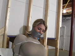KiloPanties presents: Chesty blonde restrained with zip ties & gagged