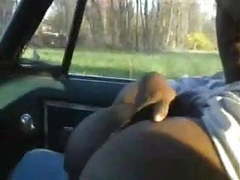 KiloPanties presents: Black bbw with big tits sucking dick in a car.