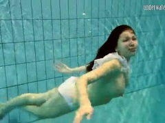 KiloPanties presents: Girl in white panties swims in pool