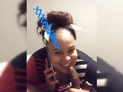 KiloPanties presents: Ebony on phone to babyfather whilst sucking dick