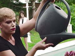 KiloPanties presents: Busty mother fucks young daughter outdoor