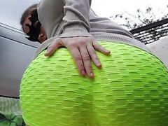 KiloPanties presents: Girl enjoys the masturbation with a vibrator dildo outside her car and outdoors until reaching orgasm