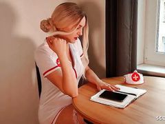 KiloPanties presents: German nurse lauren help guy with sex to get a sperm sample