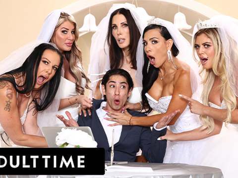 KiloPanties presents: Adult time - big titty milf brides discipline big dick wedding planner with insane reverse gangbang!
