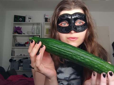 KiloPanties presents: 18yo teen fucks huge cucumber!!!  small tits, shy teeny, perfect body  amateur teen