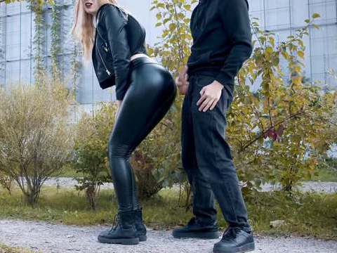 KiloPanties presents: He cums on my latex leggings in public! - clothedpleasures