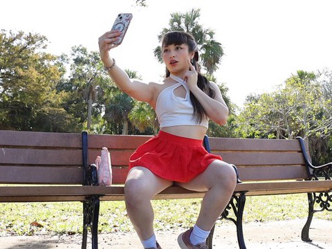 KiloPanties presents: Gorgeous solo college babe doing striptease in a park - pixie
