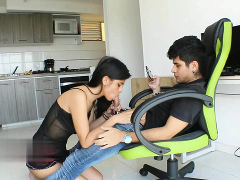 KiloPanties presents: Beautiful brunette indian sucking my cock until she gets the most out of it - porn in english