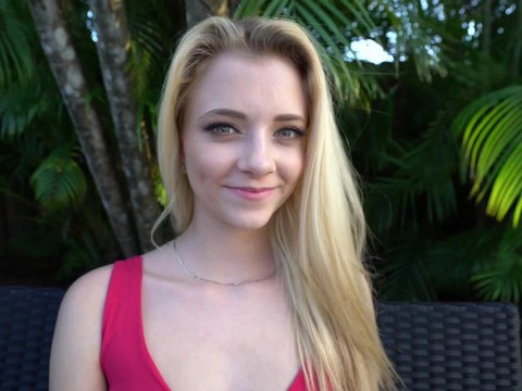 KiloPanties presents: Blonde neighbor riley star wants into the pool and offers her pussy