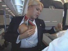 KiloPanties presents: Stewardess makes his cock feel good