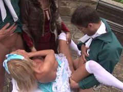 KiloPanties presents: Costume porn group sex with hottie outdoors