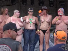 KiloPanties presents: Biker babes topless on stage dancing for the guys