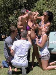 KiloPanties presents: Three naughty girls gets banged outdoors in group sex game